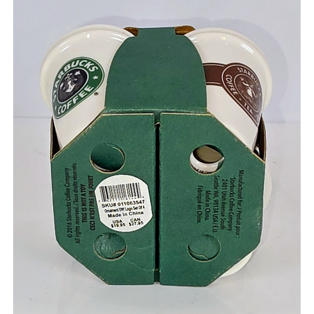 NEW Starbucks Holiday Christmas Ornament 2016 Coffee Cups Mugs Pack of 4 Gift - Picture 6 of 9